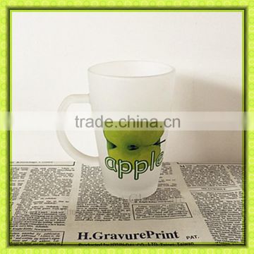 300ml Frosted Water Drinking Glass Tumbler With Green Apple Printing