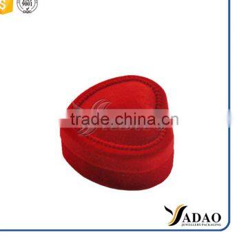 Red Color Heart Shape Velvet Packaging Ring Box photo-4