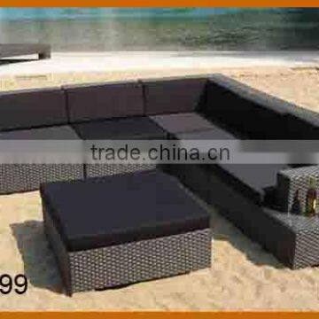 Rattan Classic Corner Sofa Black