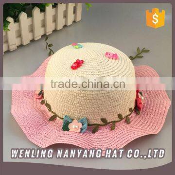 Little Girls School Straw Hat Flower Princess Sunbonnet Hat