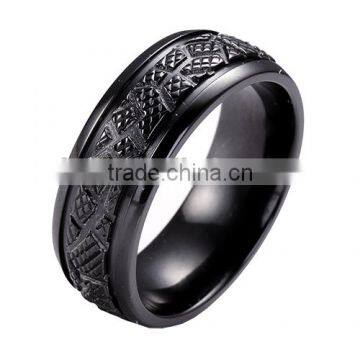 Engravable Tree of Life CZ Black Titanium Ring Black Zirconium Wedding Band photo-4