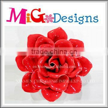 OEM Handmade Red Gorgeous Ceramic Flower Wall Decor