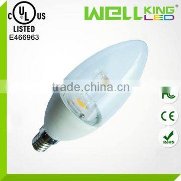 UL FCC CE RoHS 3W 5W flicker flame COB E27 E26 E14 E12 led candle light bulbs