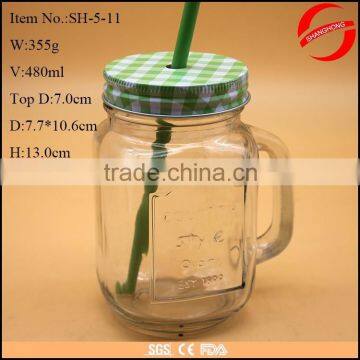 factory price drinking glass mason jar with handle