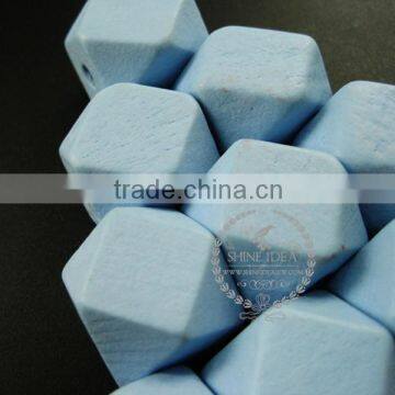 20*20*20mm Painted Color Blue Wood Beads Polyhedron Beads DIY Findings Supplies 3000046