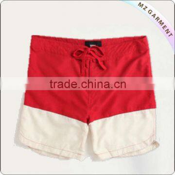 Red & white patchwork boardshorts shorts