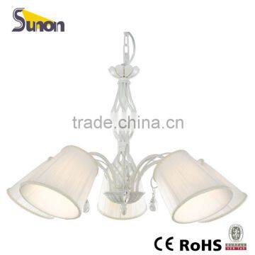 SD1115/5 Modern 5 Lights White Iron Craft Chandelier Lamp/ With Beve Lamp Fabric Shapde Indoor Lighting /Hanging Lamp