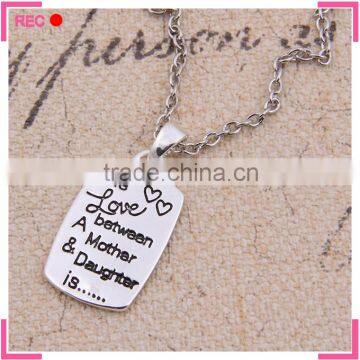 Cheap dog tag necklaces for mother, imitate silver chain engraved necklace