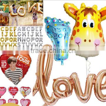 Taobao kids toys free balloon sample, birthday party balloon,emoji pokemon balloon, marriage alphabet foil halloween balloon