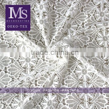 Hot sale new arrival white rayon lace flower fabrics textiles for dresses