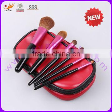 6pcs convenient cosmetic brush set with red zipper pouch