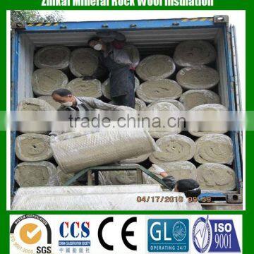 Building fireproof Insulation rockwool roll, 50mm Rock wool insulation blanket wire mesh