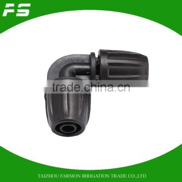 Lock type Irrigation Fitting Elbow Connector For DN8/11 Irrigation Hose