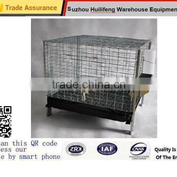 stackable and collapsible metal wire rabbit hutches cages with plastic or metal Tray and feeder and waterers
