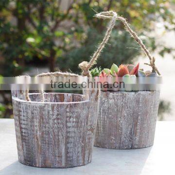 Succulent plant small wood hanging planter