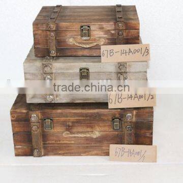 Wooden Storage Box Set of 3 Chinese Old Looking Wooden Box Vintage Storage Wooden Box