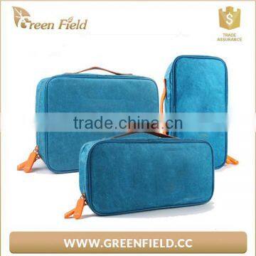 custom fashion portable tyvek blue paper cosmetic makeup toiletry bag