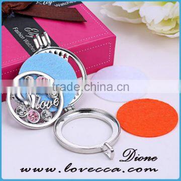 Aroma Pendant 30MM Round Hollw Flower Design Stainless Steel Essential Oil Diffuser Floating Locket