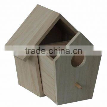 FSC Unfinished House Shape Drawer Wood Bird House photo-3