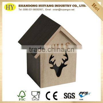 house shaped custom unfinished wooden coin box wholesale