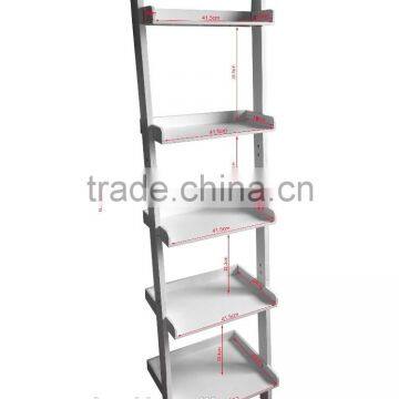 MDF Wood Display Rack High Quality 5-tier Leaning Ladder Book Shelf photo-2
