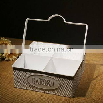 New Design Antique Metal Planter for 2016 Rusty Garden Decoration Square Metal Flower Planter With Metal Handle & Flower Pots photo-3