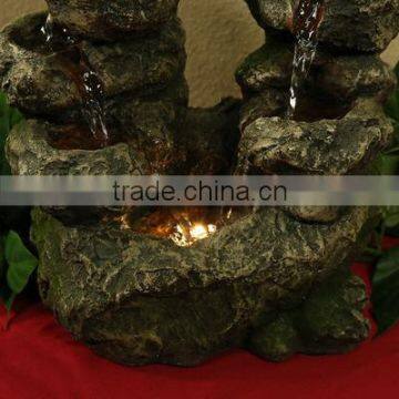 Multi-Level Split Rock Falls Tabletop Water Fountain With LED Light photo-3