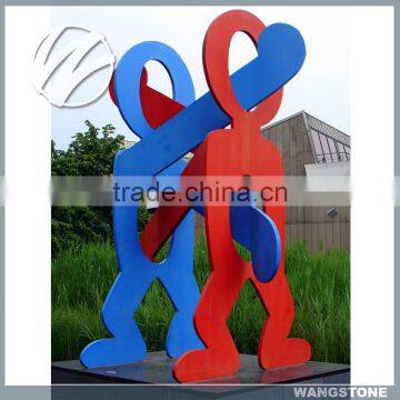 Modern painted stainless steel dancing couple sculpture