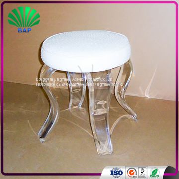 Wholesale Acrylic Cushion Round Stool Lucite Art Room Stool Clear Legs Salon Saddle Stool