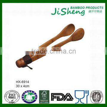 Natural Bamboo Kitchen Food Tong With Rope Handle