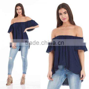 High-low Off The Shoulder Tops for Women Plain Ladies Sexy Fashion Blouse Party Wear Sexy Saree Blouse