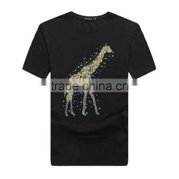 custom factory black printing plain men cotton t shirt