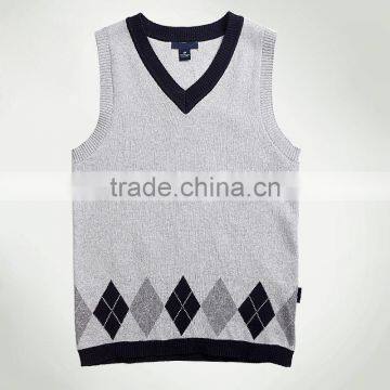 New England Impression Cotton V Collar Student Boys Knitted Vest Custom School Uniform photo-3