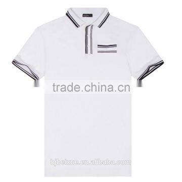 OEM White Cotton Printing Custom Collar Tshirt Design Plain Mens Tshirt photo-3