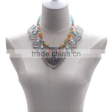 Europe and the United States Exaggerate the New Beads Chain Necklace Spring Summer Alloy Fan-shaped Pendant Vintage Jewelry photo-3