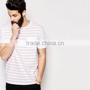 2015 HOYUGO relaxed fit stripe men's t shirt with front pocket