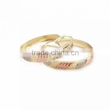 Fashionable Gold plated tri color bangle hoop earrings