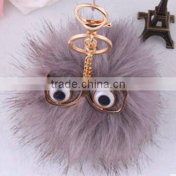 evil eye faux fur pom pom keychain bag charms fake fur glasses bag charms car hangers imitation fur ball keychain gifts