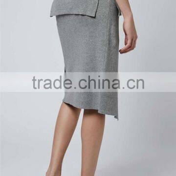 High Quality D-Ring Wrap Skirt Winter Grey Long Skirts Women Slit Office Wear Skirts photo-5