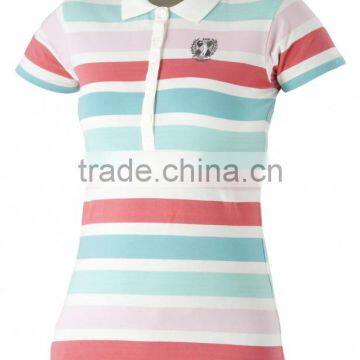 new stretch-cotton stripe Polo Shirt top custom for golf leisure and casual wearing best for ladies and women