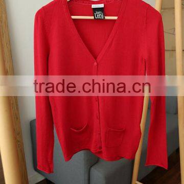 Ribbed Maxi Cotton and Polyester V-neck Women Cardigan With Long Sleeves Two Front Pockets for Lady Korean Style photo-1