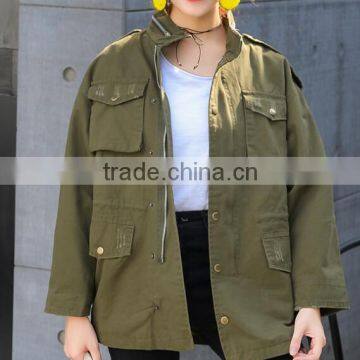 Zm35732a Latest Design Coat Wholesale Women Denim Bomber Jacket photo-2