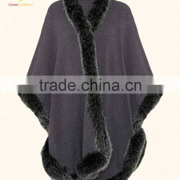 Winter Warm Wool Knitted Poncho Lady Fur Poncho photo-3