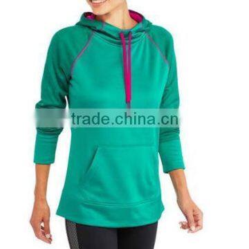 fashion women's clothing 100% Polyester Raglan Tech Fleece Hoodie with hood