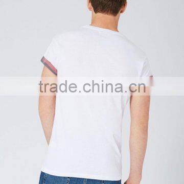 Custom Promotional Round Neck Plain White Men Rolled Sleeve t Shirts photo-2