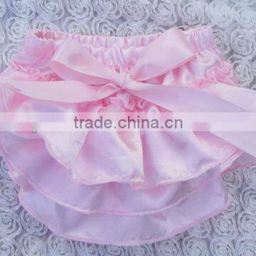 baby bloomers wholesale pale pink satin infant nappy cover solid color baby girls clothes fancy baby diapper covers manufacturer