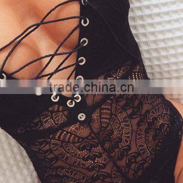 Runwaylover 5124 Ladies Sexy Strap Tie See-through Sexy Bodysuit photo-3