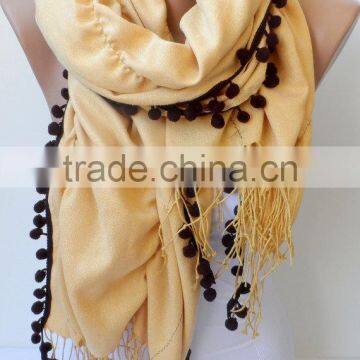 Jasmine Ruffle Pashmina Scarfs Ruffle Pashmina Scarves Pompom Scarf Frilly Women Scarf Wedding Scarf Jasmine Scarfs Fashion Acce photo-4