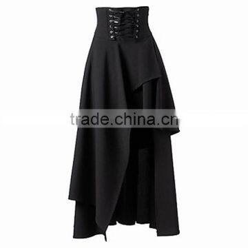 Front short and long back plain dyed women skirt dress