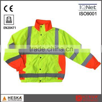 EN343 EN20471 mens safety waterproof cheap fluorescent Rain jacket